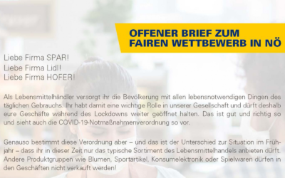 Offener Brief an SPAR, Lidl und HOFER: „Haltet euch an die Notmaßnahmenverordnung und schränkt euer Sortiment ein!“