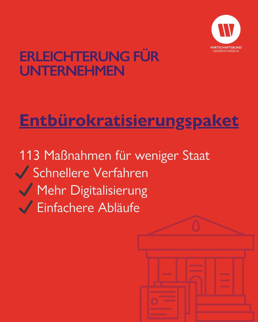 Grafik, roter Hintergrund Entbürokratisierungspaket