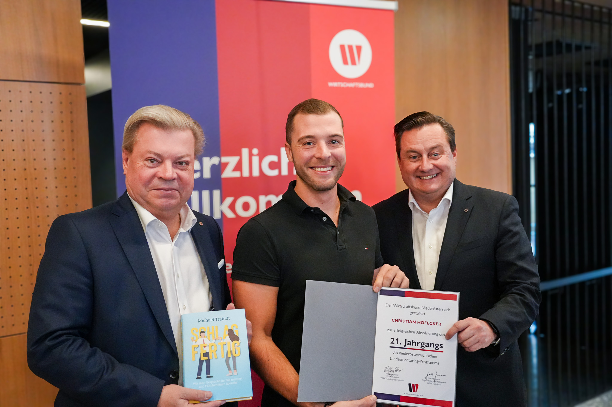 Am Bild WBNÖ Direktor Harald Servus, Christian Hofecker und Generalsekräter Kurt Egger.